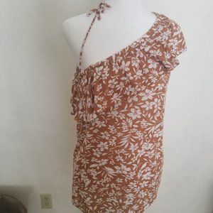 Old Navy Linen One Shoulder Top. Size Medium.Mustard or Cashew in Color.